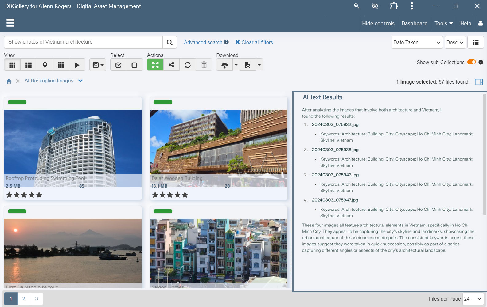 Natural language image and text search results.