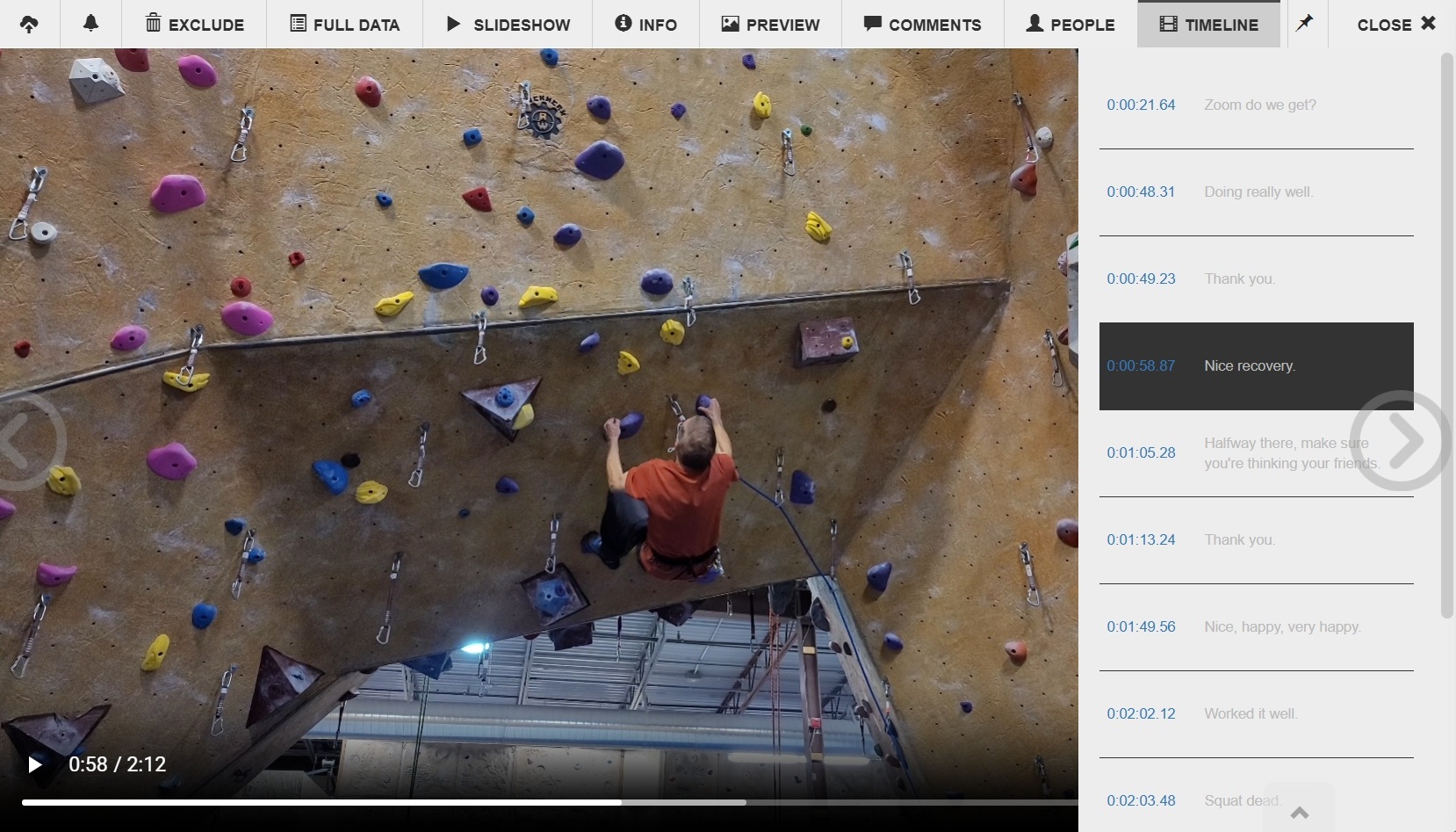 Video Transcription Timeline Feature in DBGallery